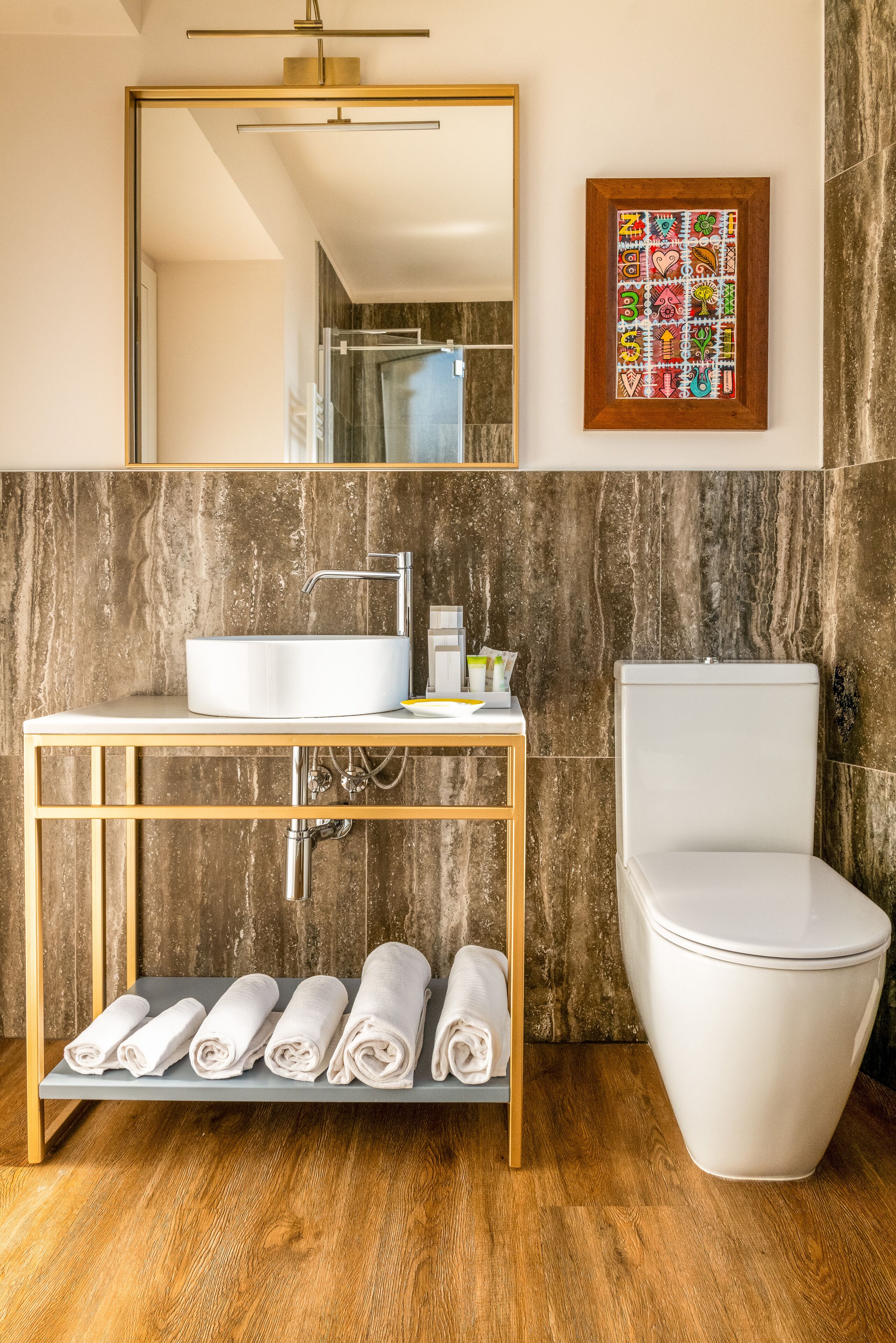 deluxe double or twin room | bathroom | shower, rainfall showerhead, eco-friendly toiletries, hair dryer