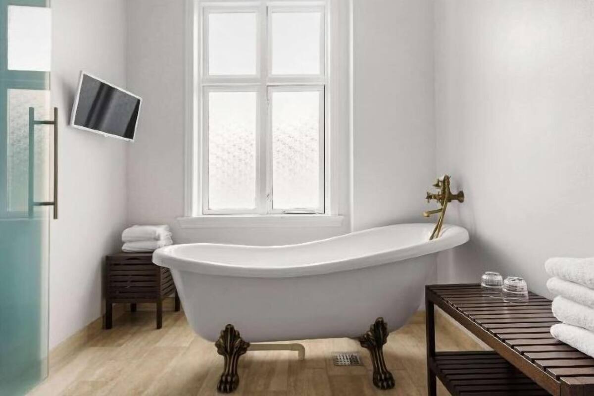 Bathroom | Shower, free toiletries, hair dryer, towels