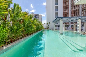 Outdoor pool, sun loungers