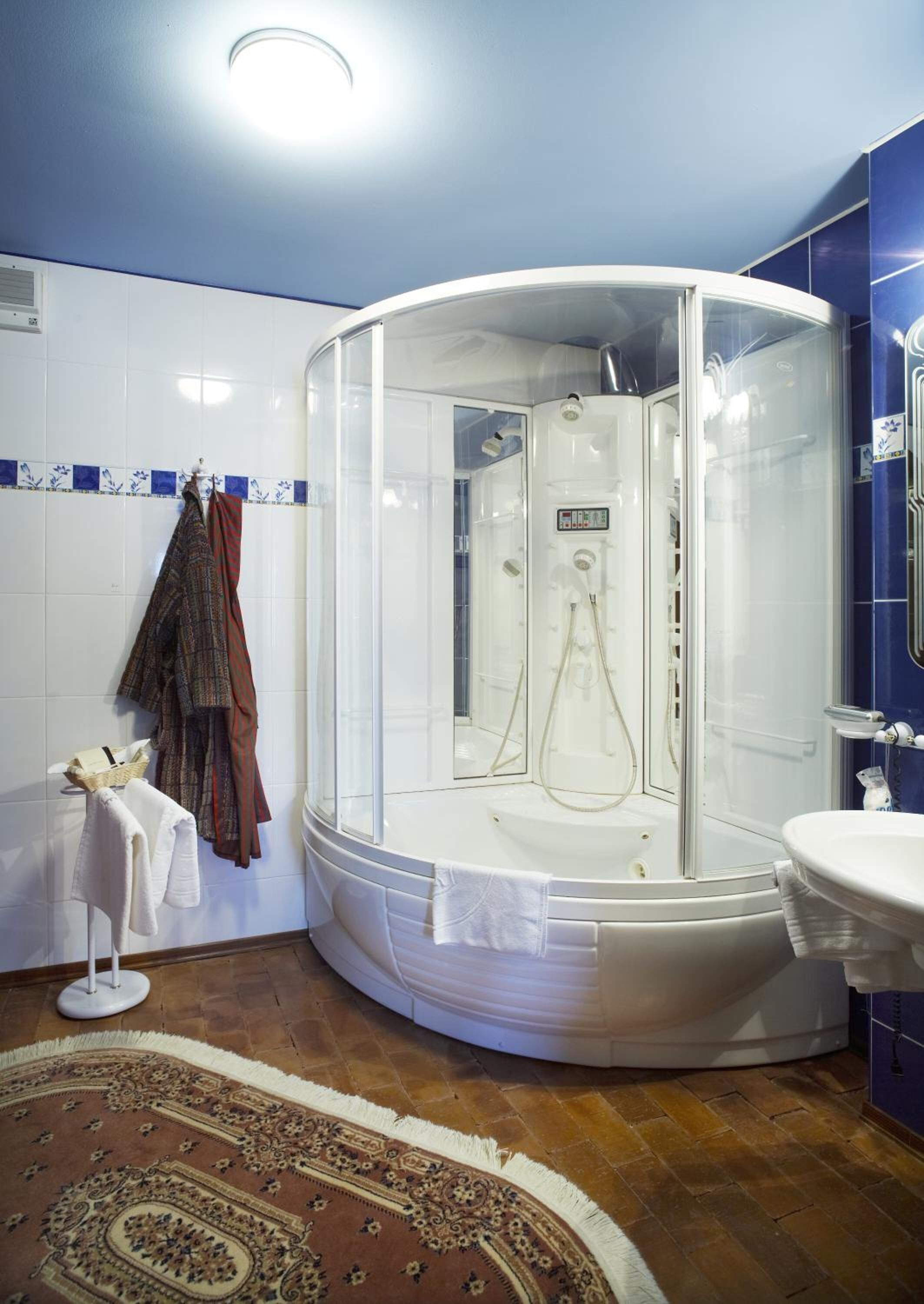 combined shower/bathtub, free toiletries, hair dryer, bidet