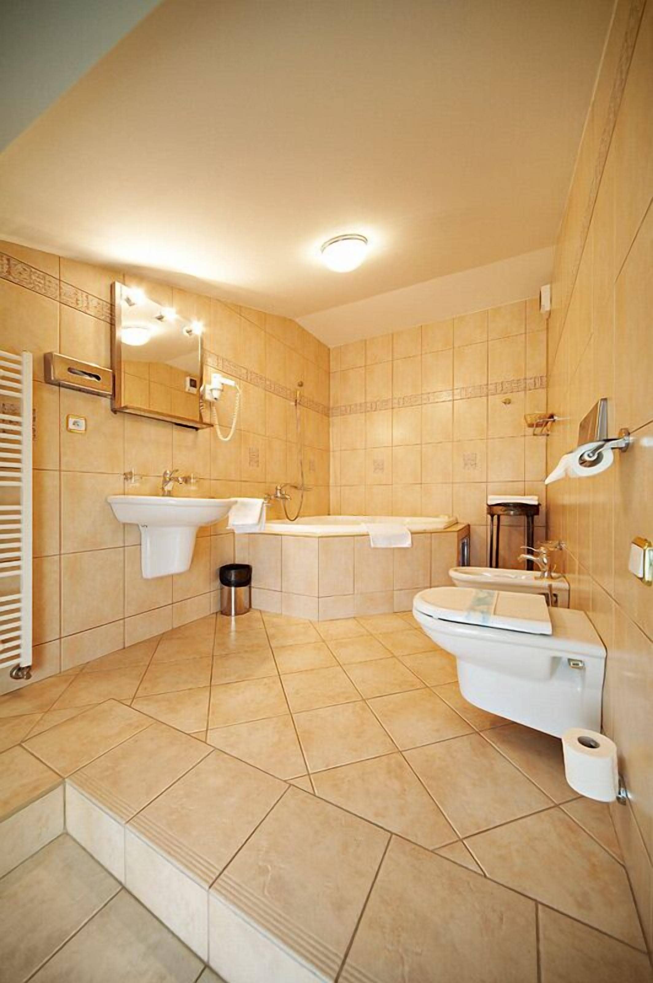 standard double room | bathroom | combined shower/bathtub, free toiletries, hair dryer, bidet