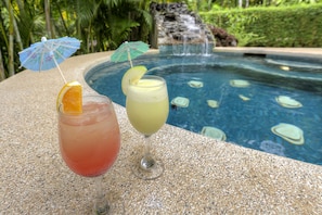 Outdoor pool, sun loungers