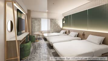 スタンダード トリプルルーム 禁煙 | 高級寝具、羽毛の掛け布団、デスク、遮光カーテン