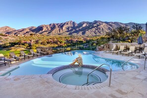 3 outdoor pools, open 6:00 AM to 10:00 PM, pool umbrellas, sun loungers - Hacienda Del Sol Guest Ranch Resort (Tucson)