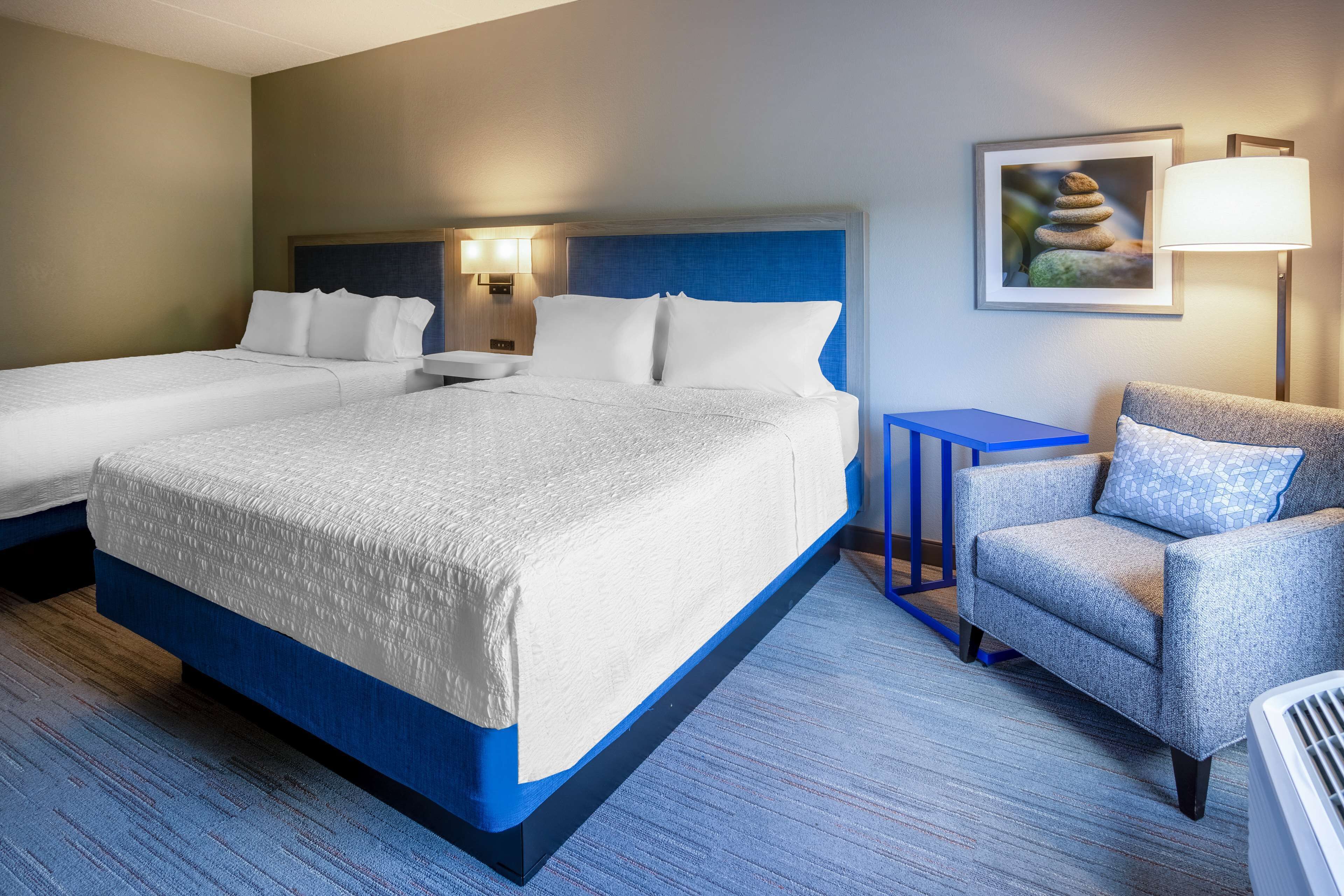 room, 2 queen beds, non smoking | in-room safe, desk, laptop workspace, blackout curtains