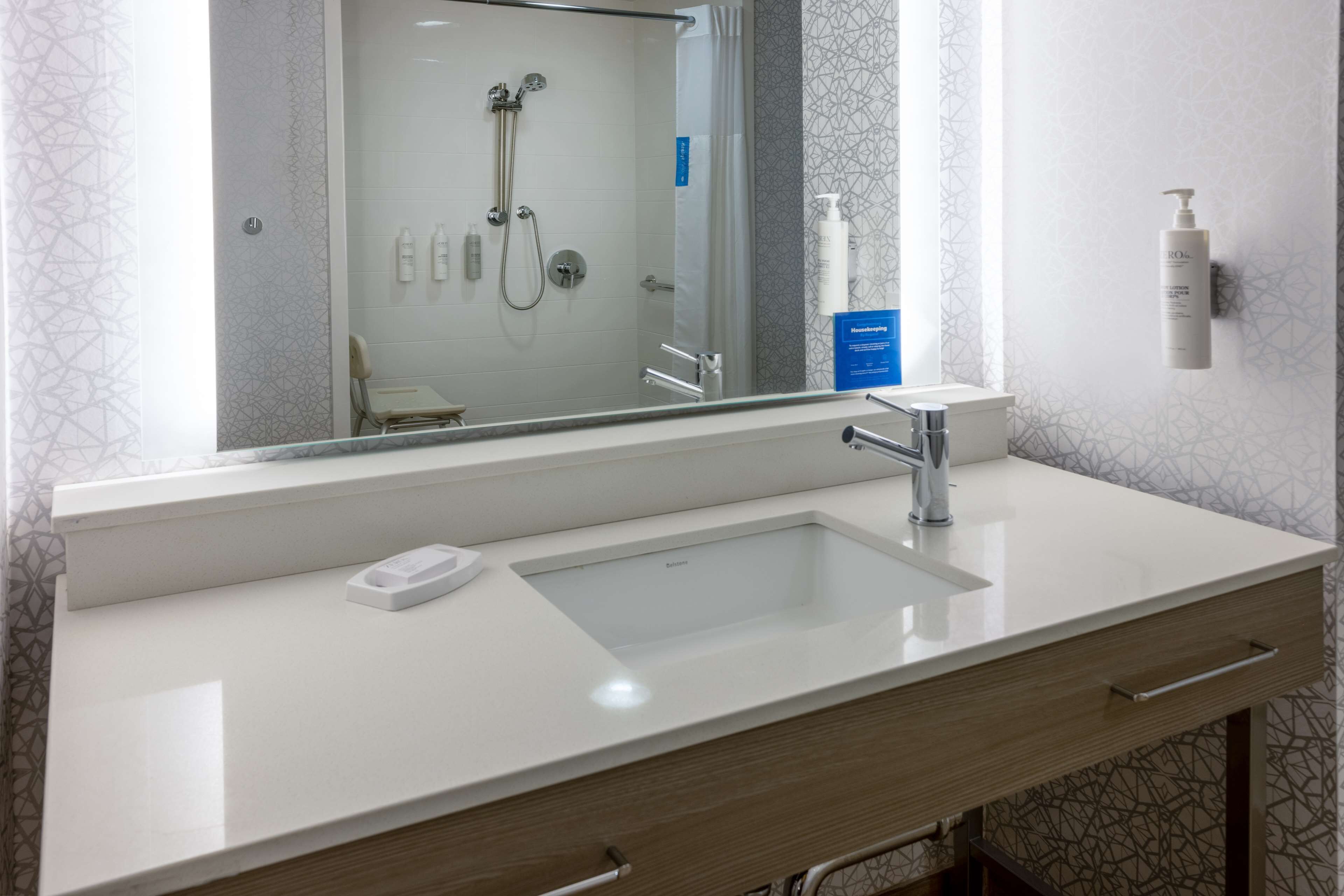 free toiletries, hair dryer, towels