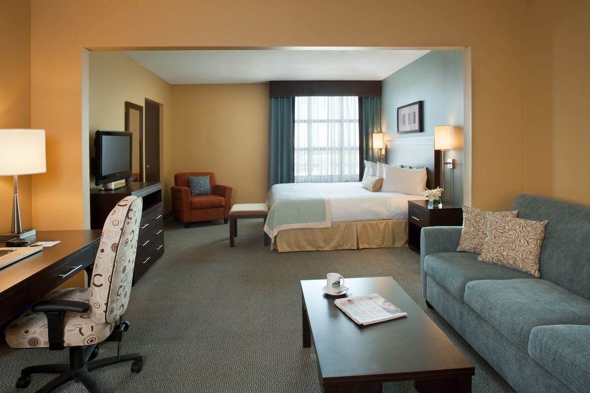 standard studio, 1 king bed with sofa bed, non smoking | premium bedding, in-room safe, desk, laptop workspace