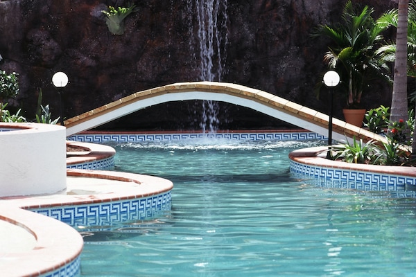 Indoor pool, outdoor pool, sun loungers