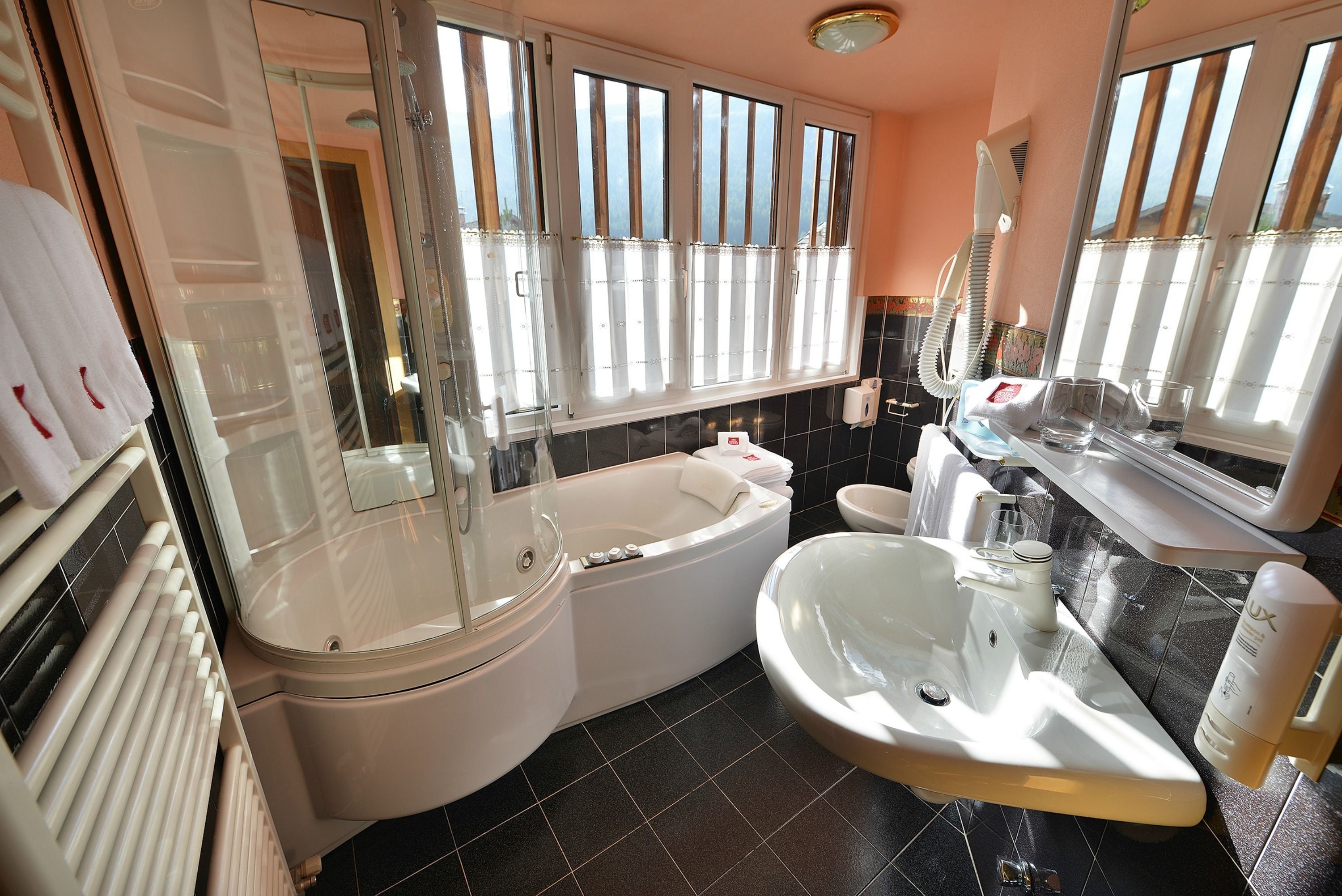 family room | bathroom | free toiletries, hair dryer, bidet, towels