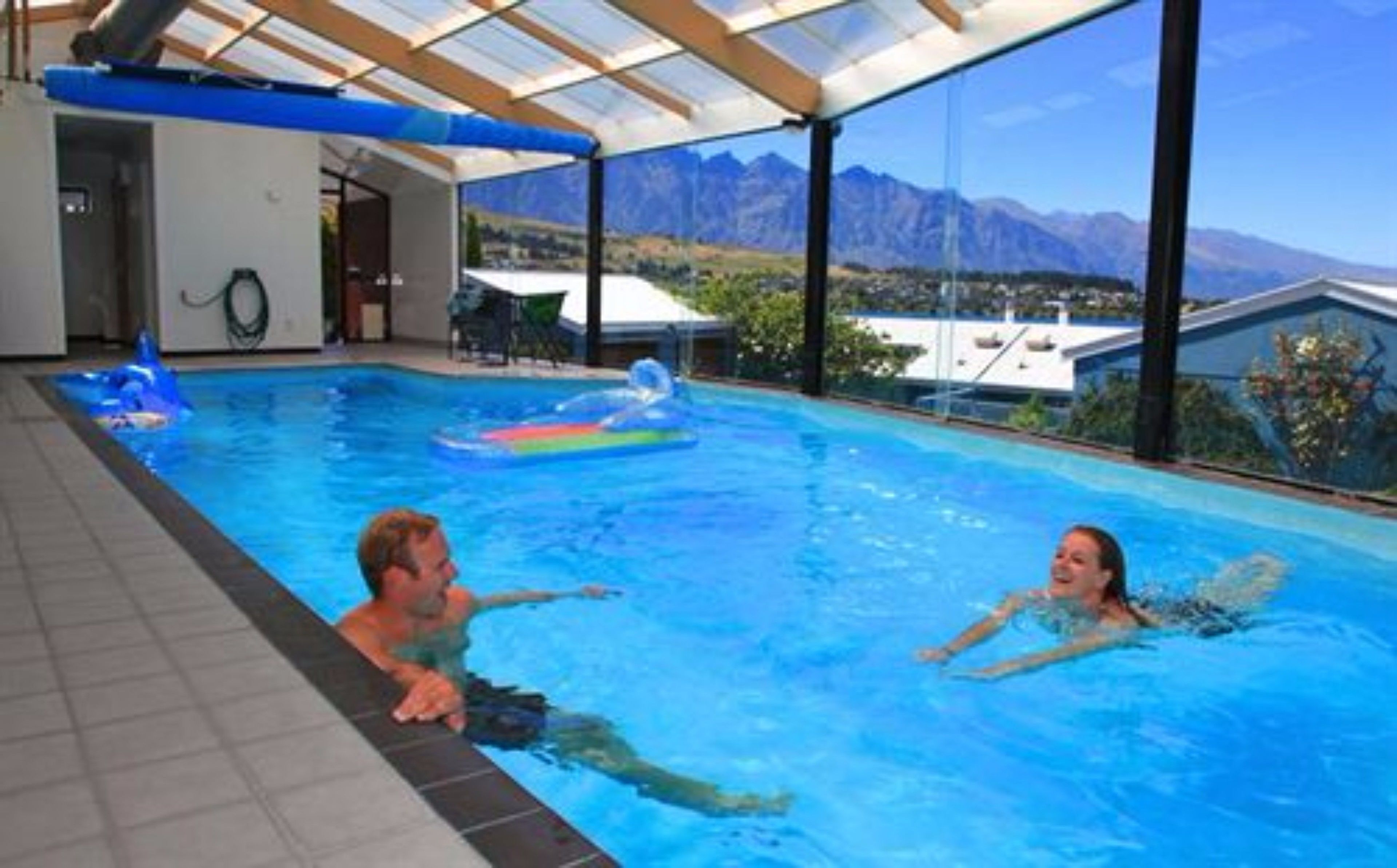 indoor pool, open 8 am to 8:30 pm, pool loungers