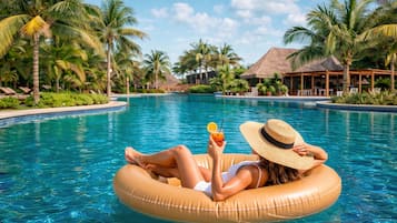 3 outdoor pools, open 7:00 AM to 7:00 PM, pool cabanas (surcharge)