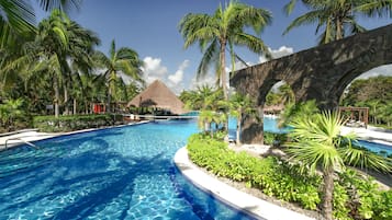 3 outdoor pools, open 7:00 AM to 7:00 PM, cabanas (surcharge)