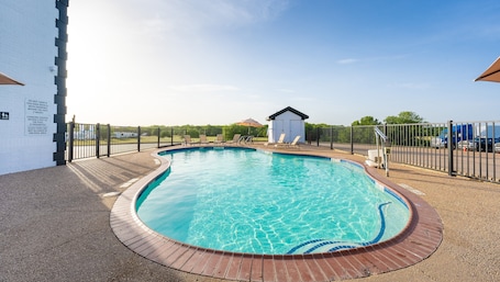 Outdoor pool, sun loungers