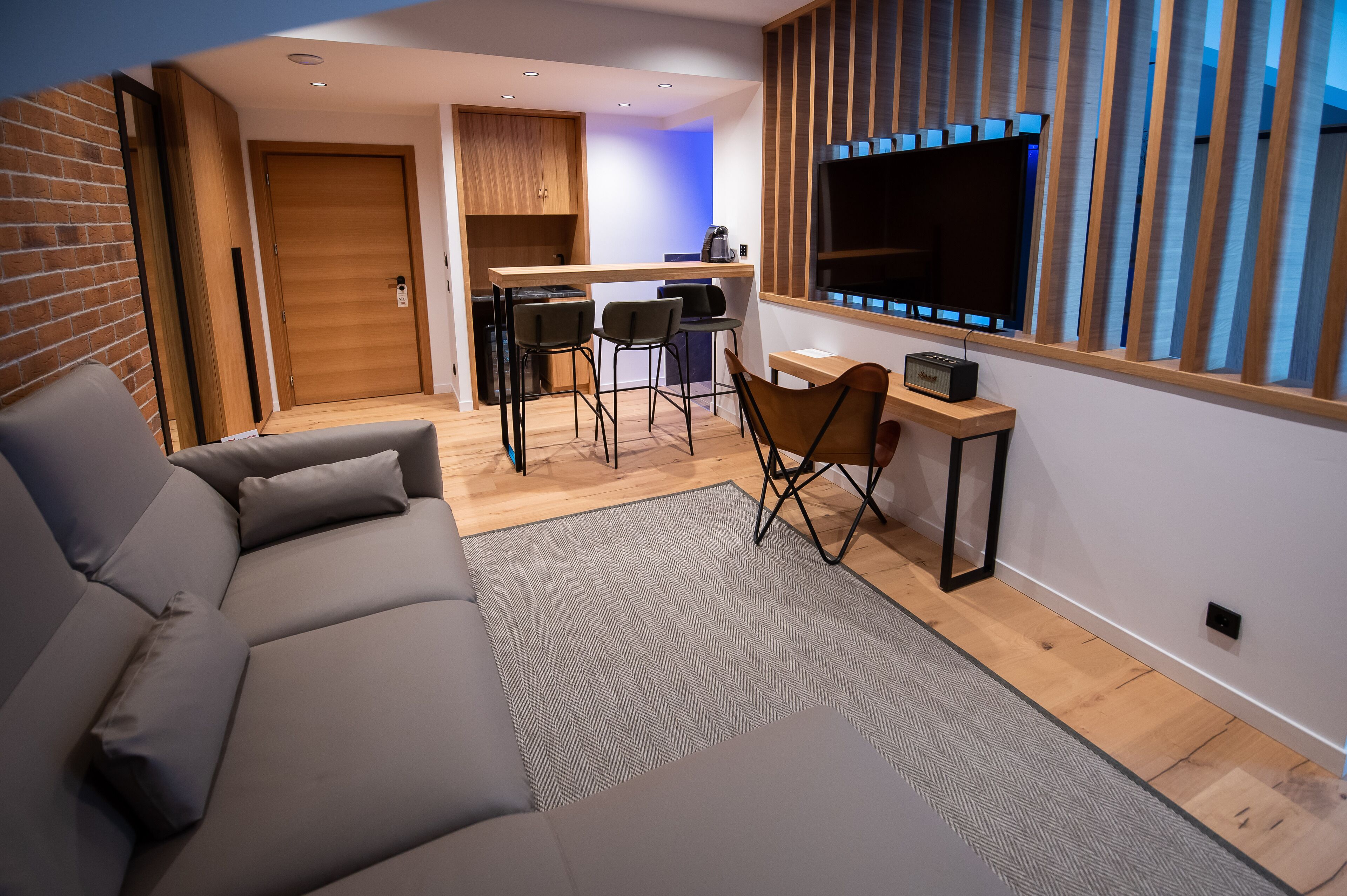 premium studio | living area | 80-cm flat-screen tv with cable channels, tv