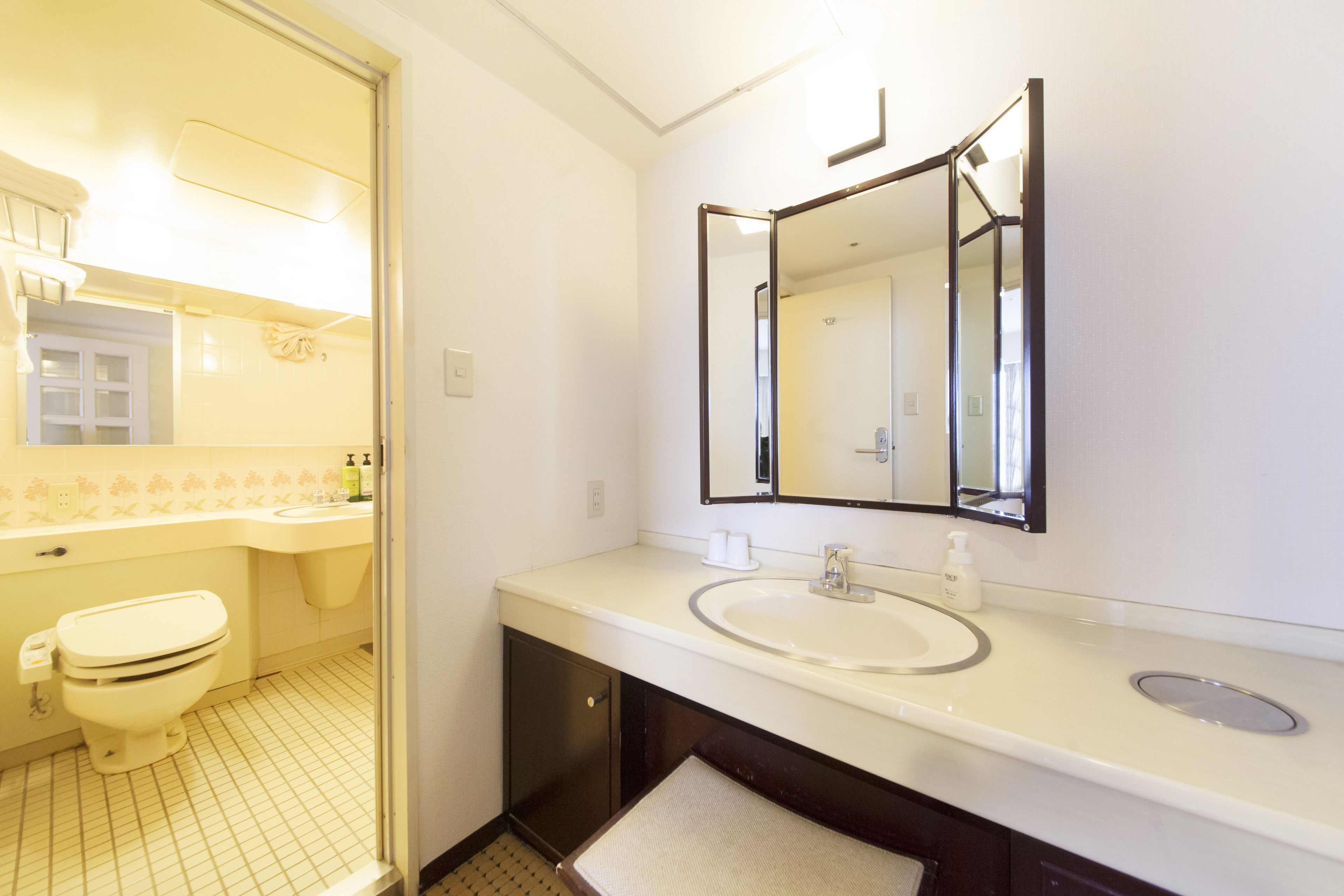 combined shower/bathtub, free toiletries, hair dryer, bathrobes