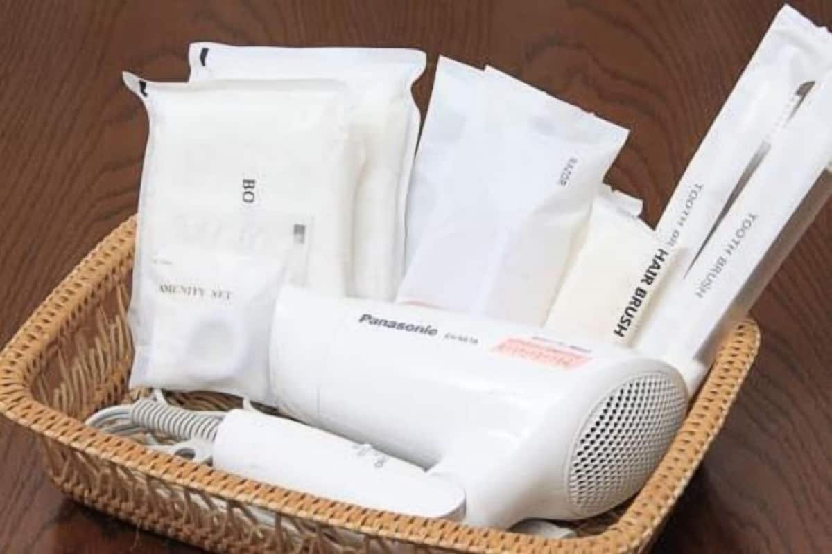 Combined shower/tub, free toiletries, hair dryer, bathrobes