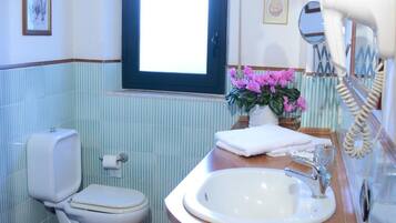 Free toiletries, hair dryer, bidet, towels