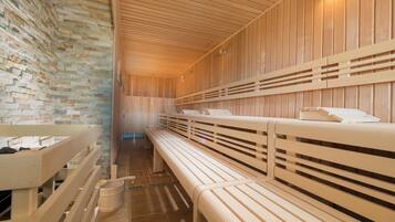 Sauna, steam room, body treatments, aromatherapy, hot stone massages