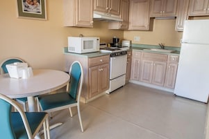 Fridge, microwave, coffee/tea maker