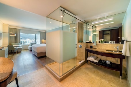 Shower, free toiletries, hair dryer, towels. Hyatt Regency Trinidad