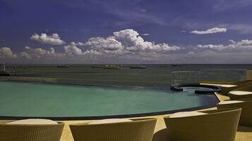 Outdoor pool, pool loungers