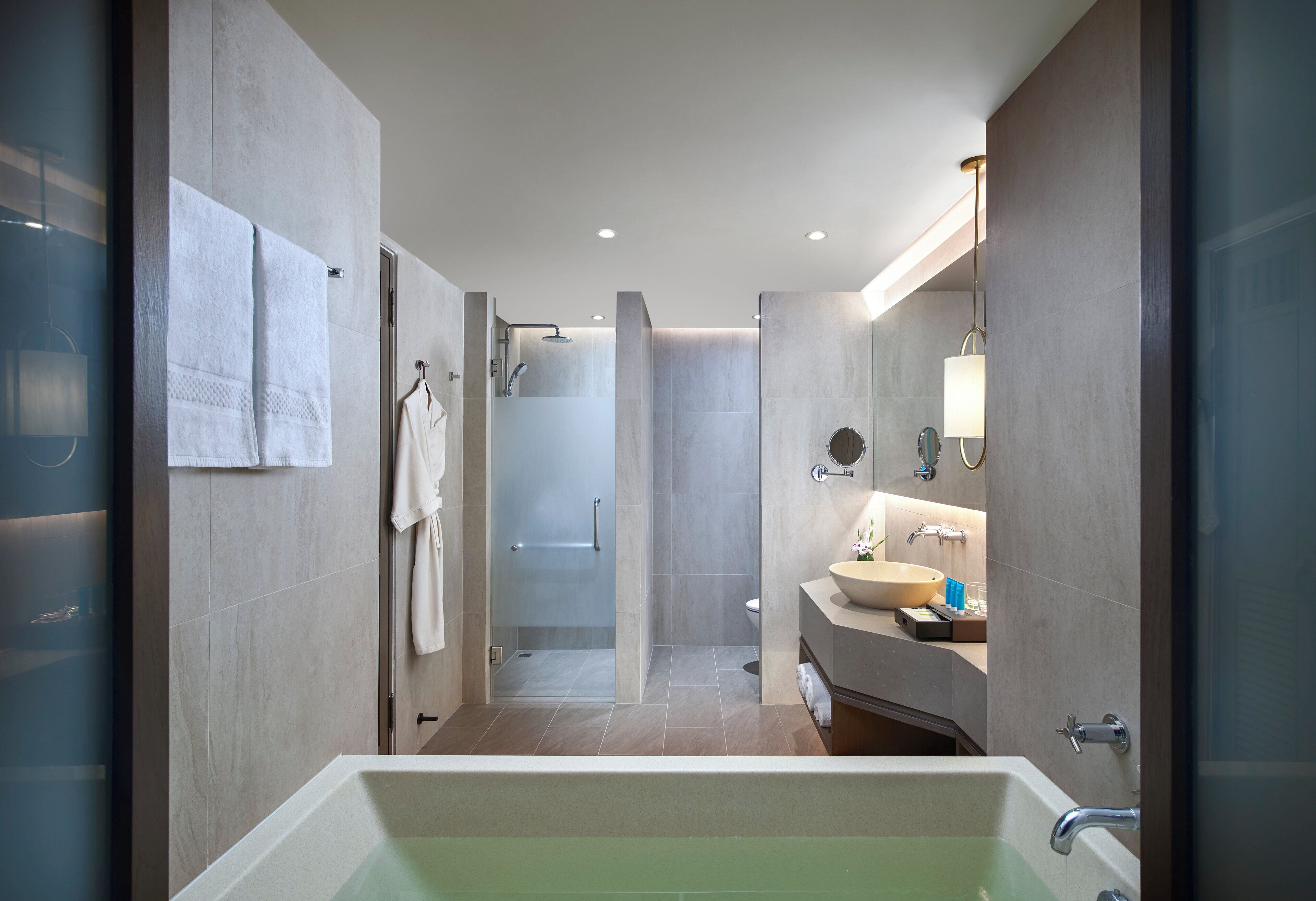 free toiletries, hair dryer, bidet, towels