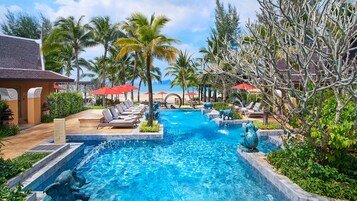 2 outdoor pools, pool umbrellas, sun loungers