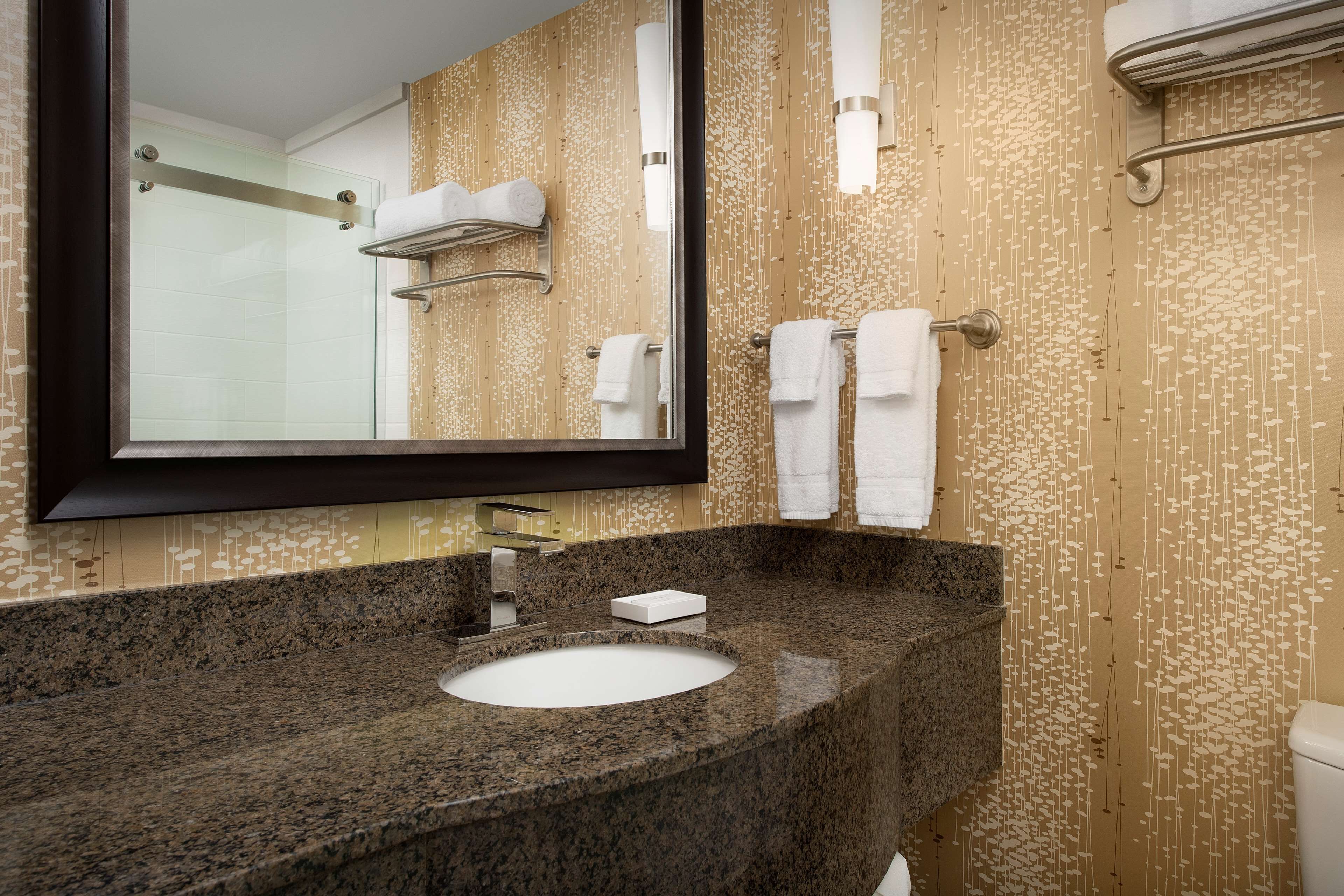 free toiletries, hair dryer, towels