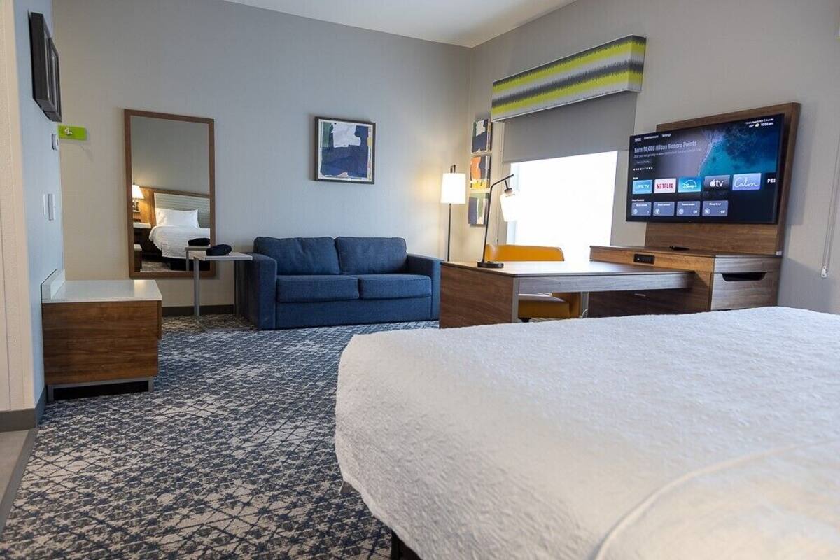 In-room safe, desk, laptop workspace, blackout drapes