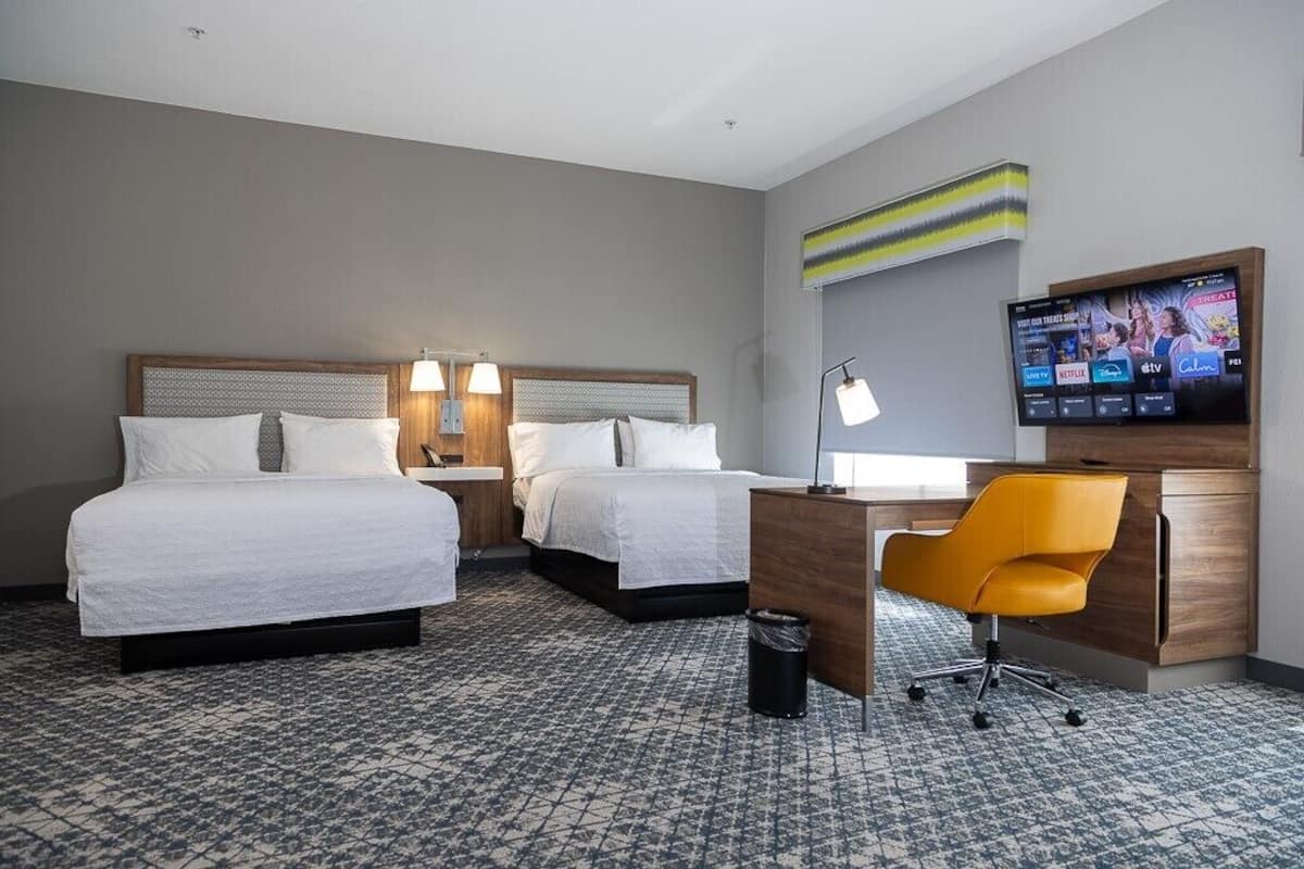 In-room safe, desk, laptop workspace, blackout curtains