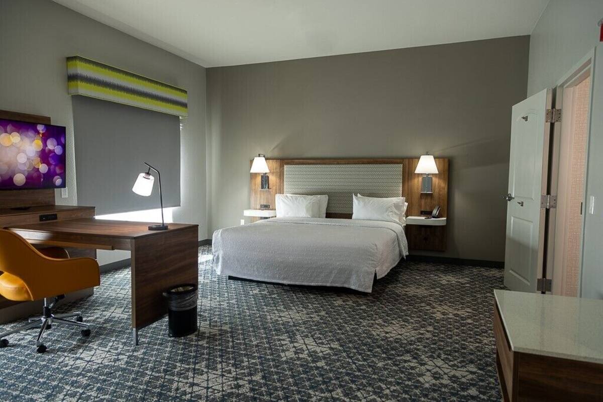 In-room safe, desk, laptop workspace, blackout drapes
