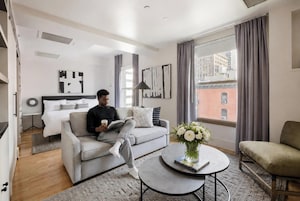 Desk, bed sheets