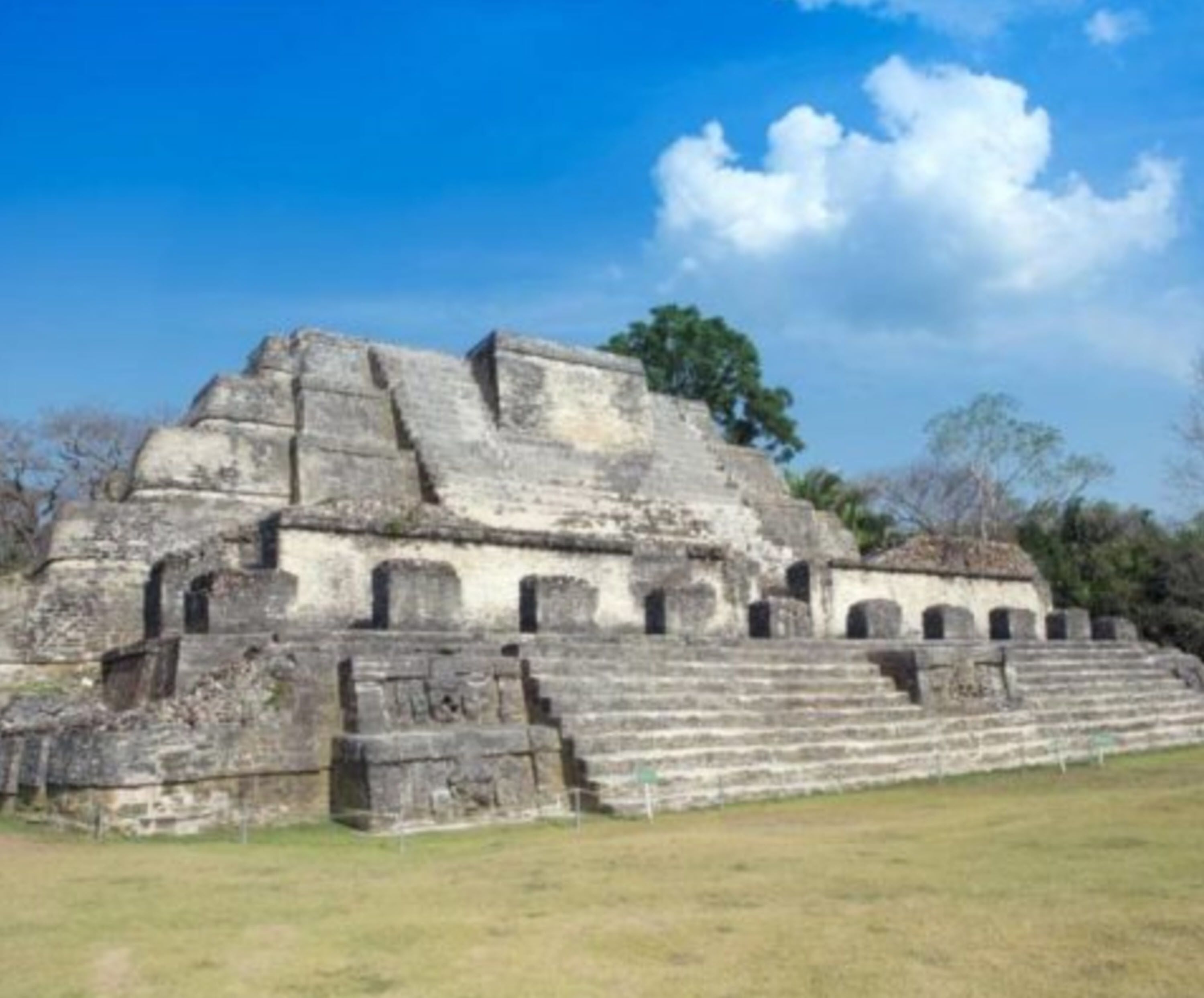 A large ancient stone structure with multiple levels and staircases.