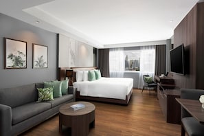 Estúdio luxo, 1 cama King | 1 quarto, roupas de cama premium, camas com colchões pillow-top