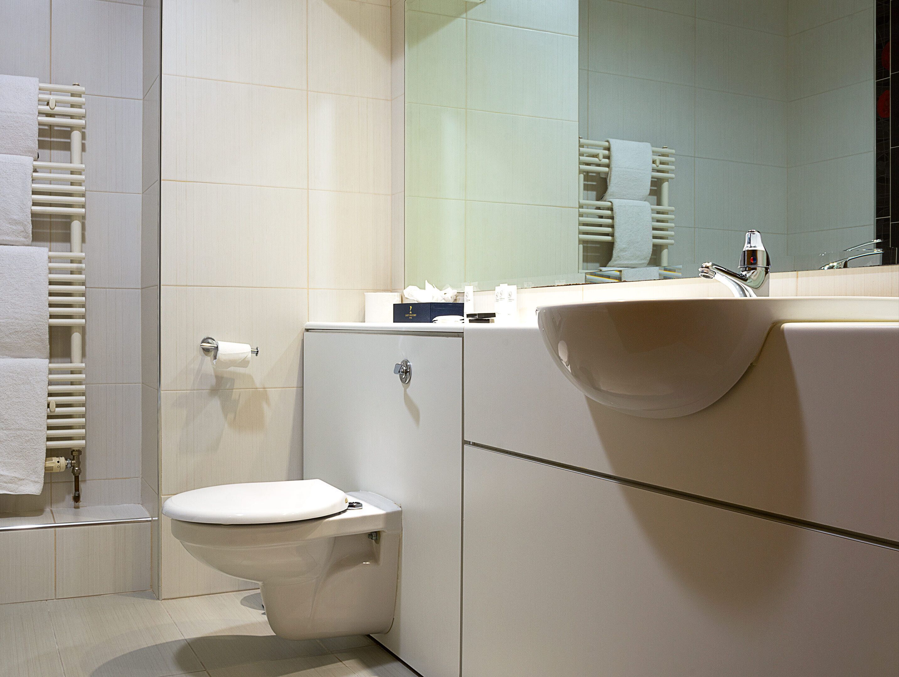 free toiletries, hair dryer, towels