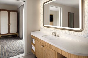 Junior Suite, 1 King Bed, Non Smoking, Pool View | Bathroom | Combined shower/tub, designer toiletries, hair dryer, slippers - Hotel Solea, Autograph Collection (Carlsbad)
