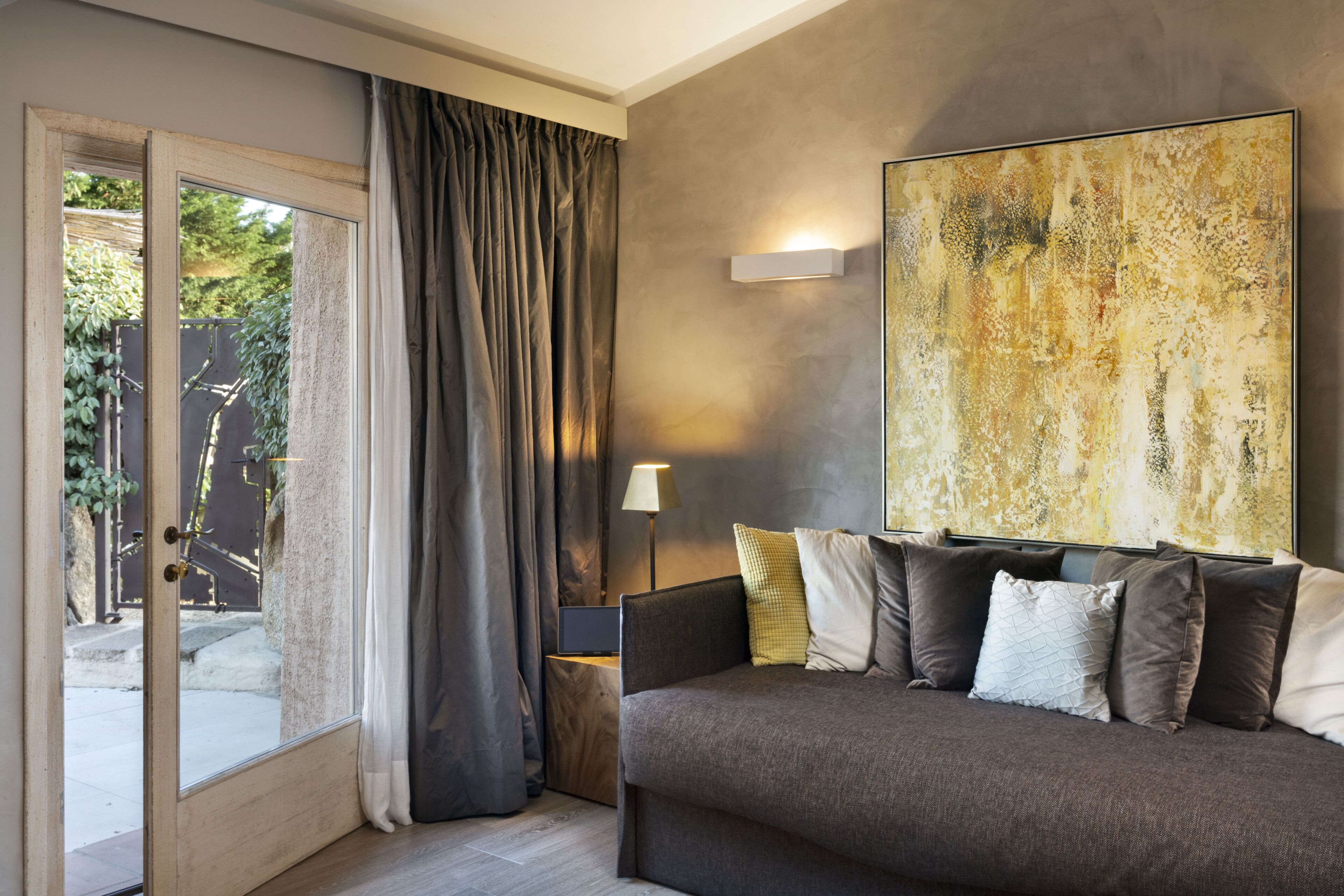 junior suite, private pool | living area | flat-screen tv