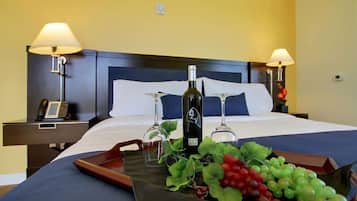 Premium bedding, desk, blackout drapes, iron/ironing board