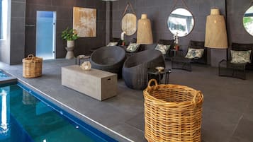 Behandlingsrum til par, sauna, boblebad, kropsbehandlinger, hydroterapi