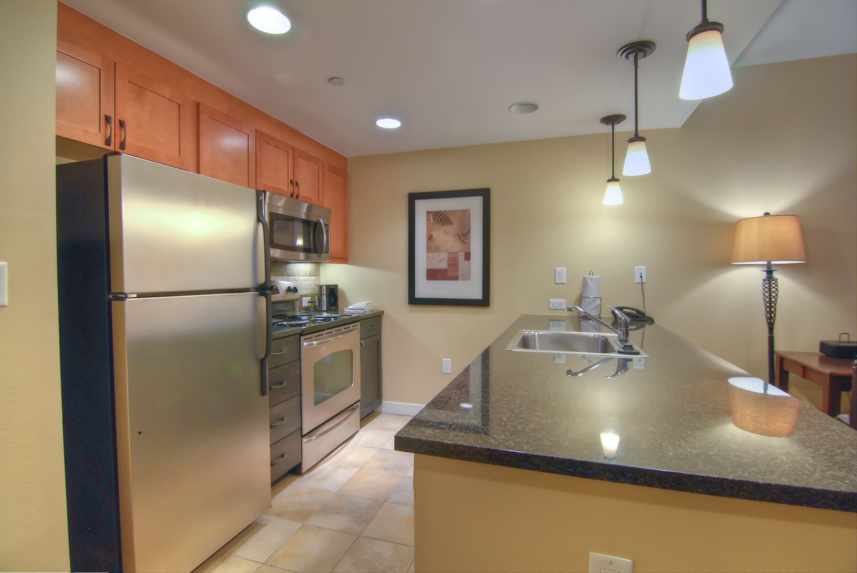1 bedroom full kitchen value | private kitchen | mini-fridge, microwave, stovetop, dishwasher