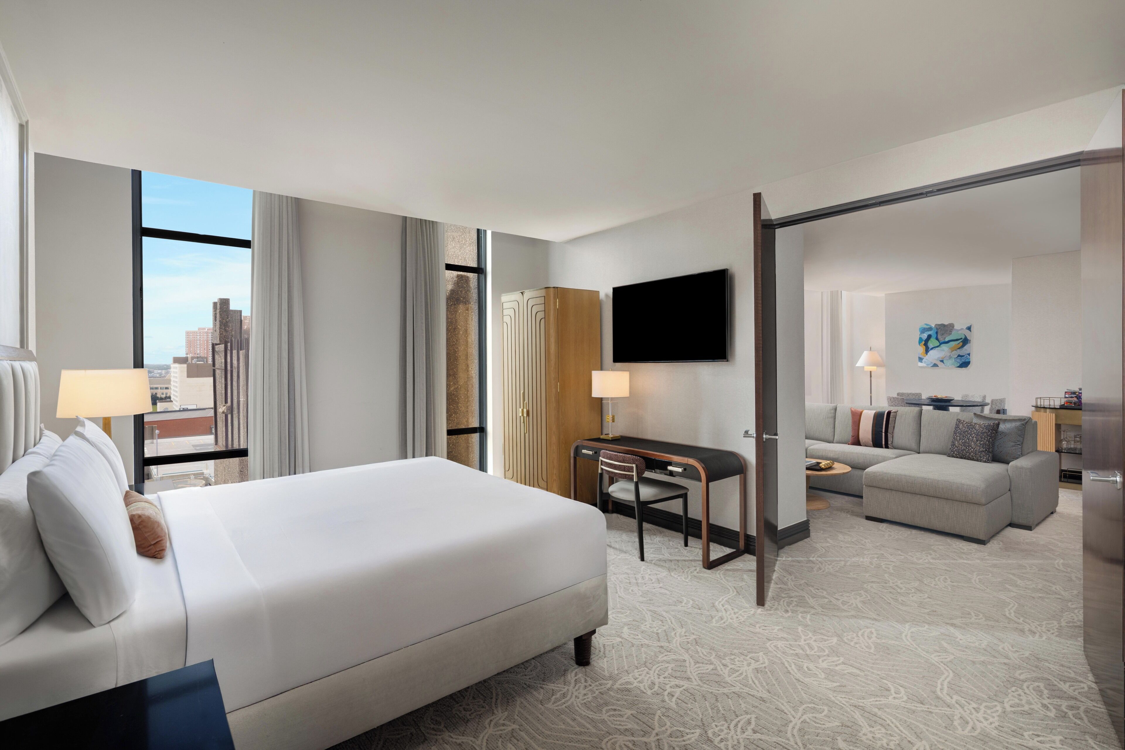 Suite ejecutiva, 1 cama King size y sofá cama | Ropa de cama de alta calidad y minibar 