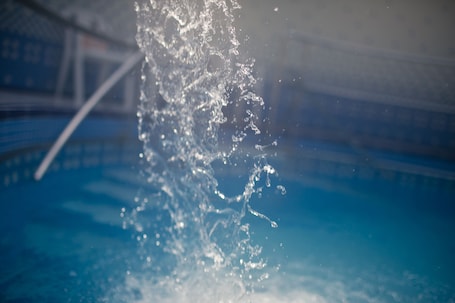 Seasonal outdoor pool, sun loungers