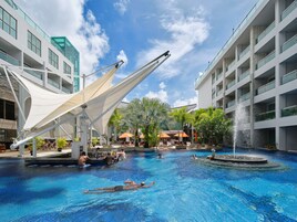 Outdoor pool, open 7:00 AM to 9:00 PM, pool umbrellas, sun loungers