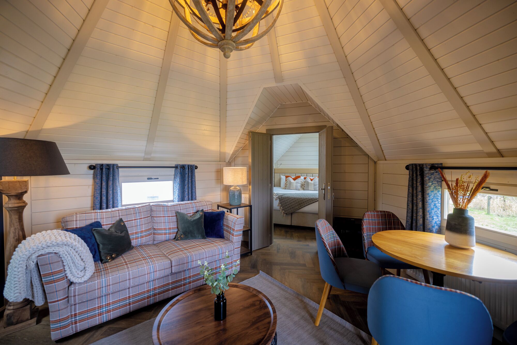 Deluxe Cabin | Living area | 32-inch Smart TV with cable channels