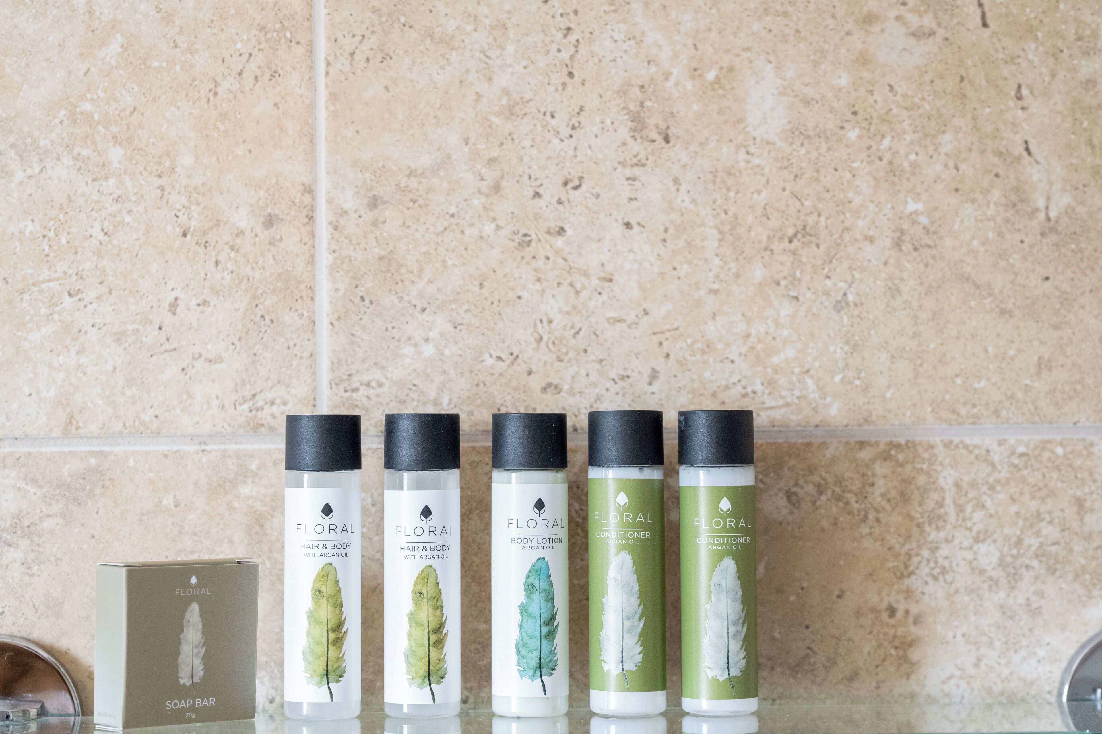 combined shower/bathtub, free toiletries, hair dryer, towels