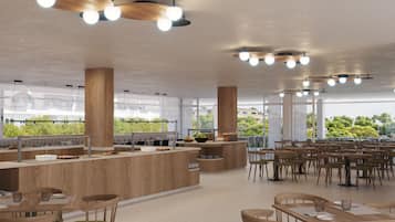 Breakfast, lunch, dinner served; international cuisine