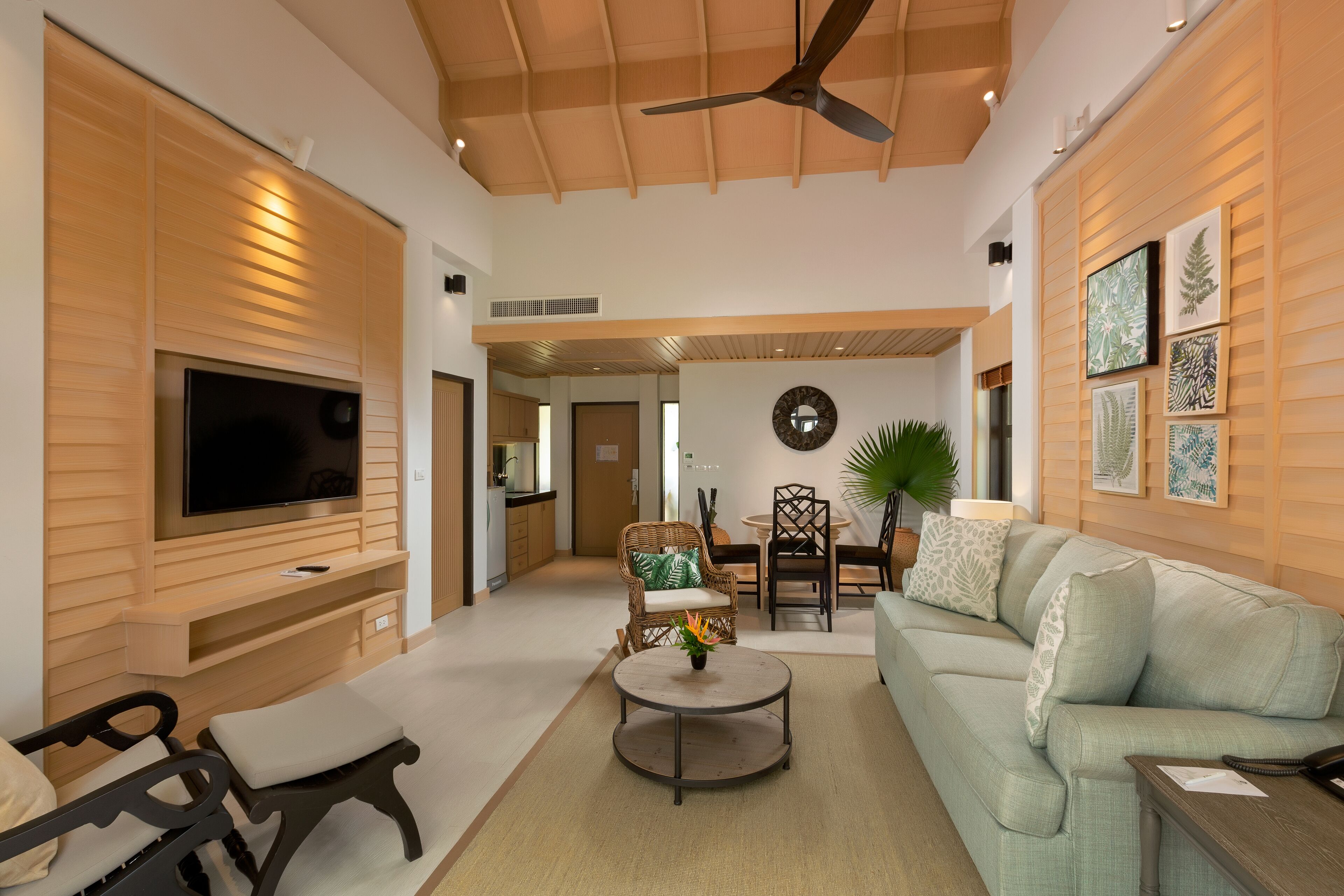 villa, 1 bedroom, private pool | living room | flat-screen tv