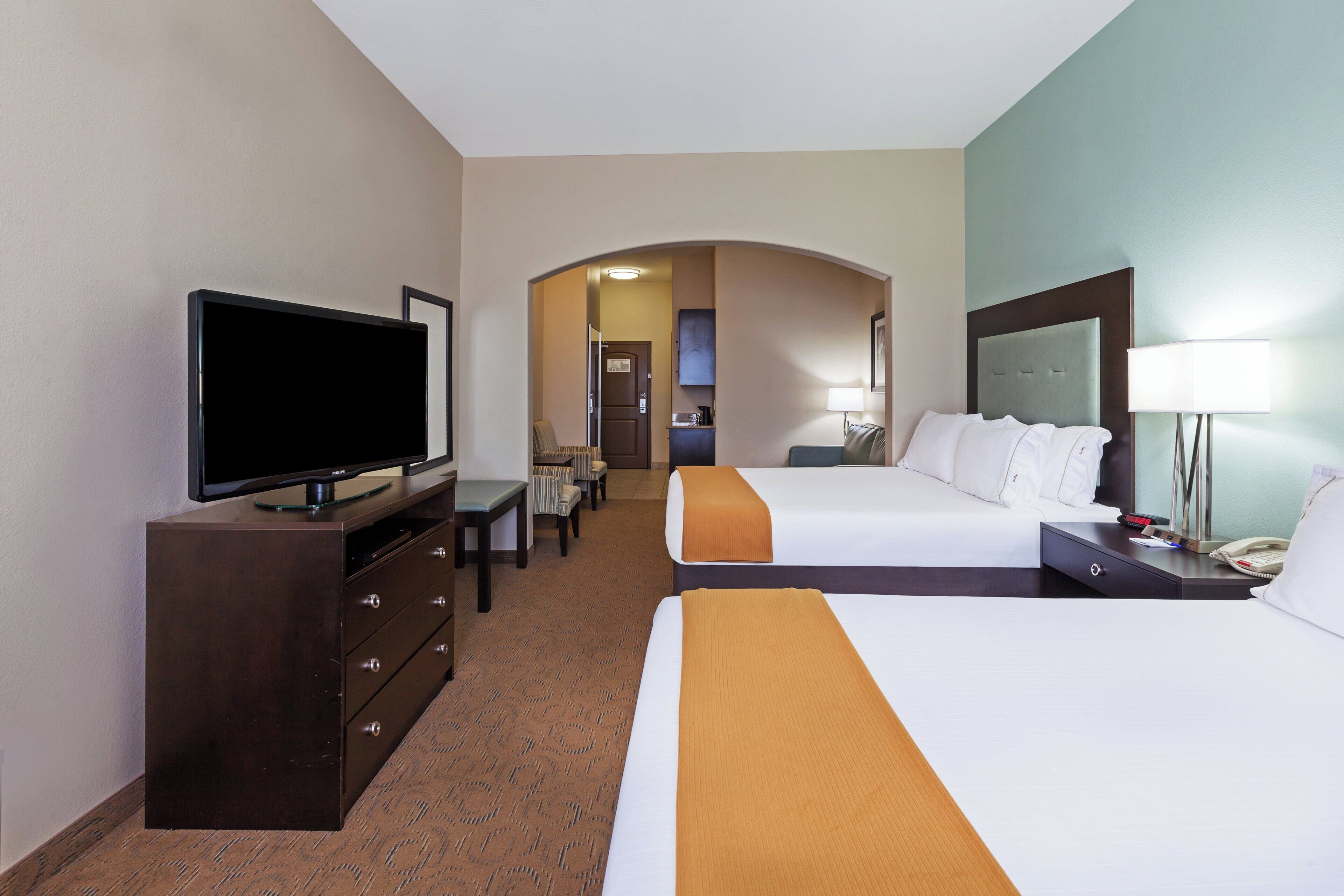 Suite, 2 Queen Beds | Premium bedding, desk, laptop workspace, iron/ironing board