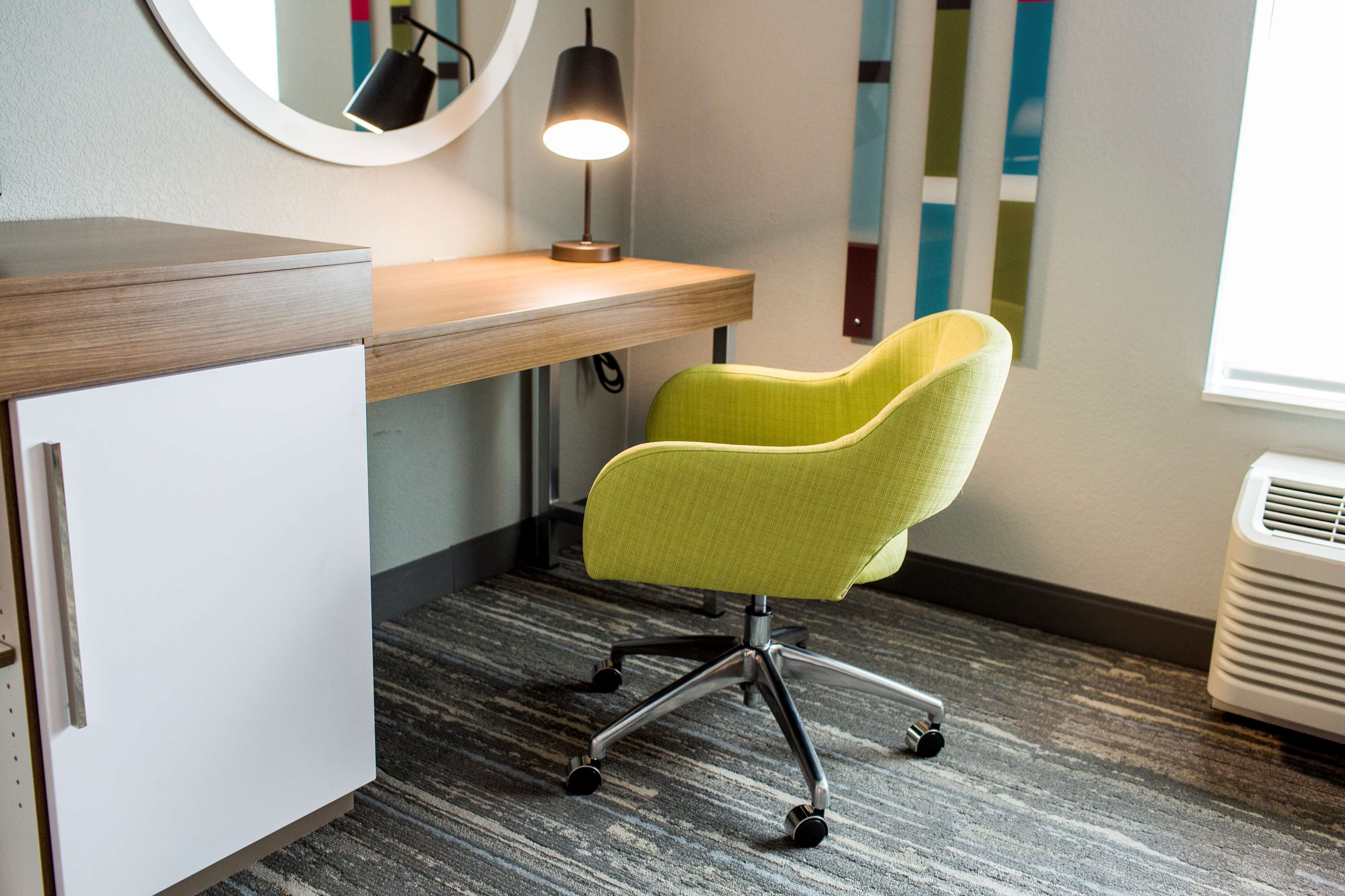 hypo-allergenic bedding, pillow-top beds, desk, laptop workspace