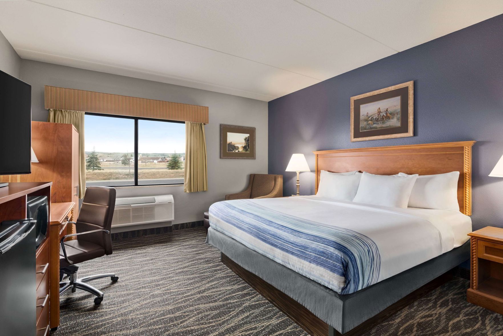 Premium bedding, pillow-top beds, desk, blackout curtains